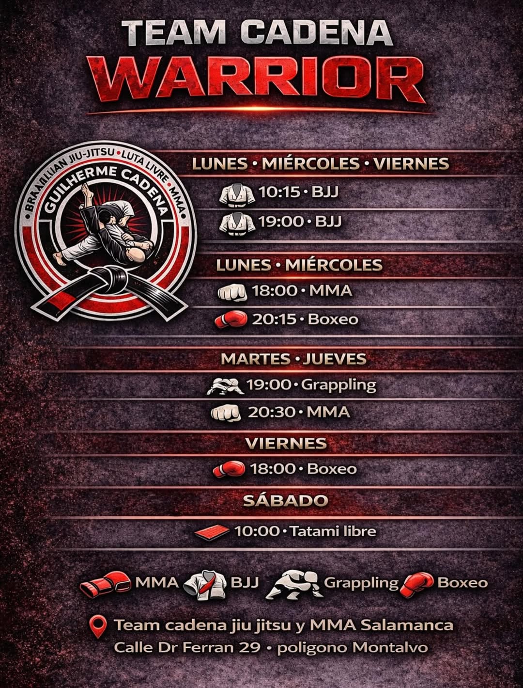 Horario Team Cadena Warrior